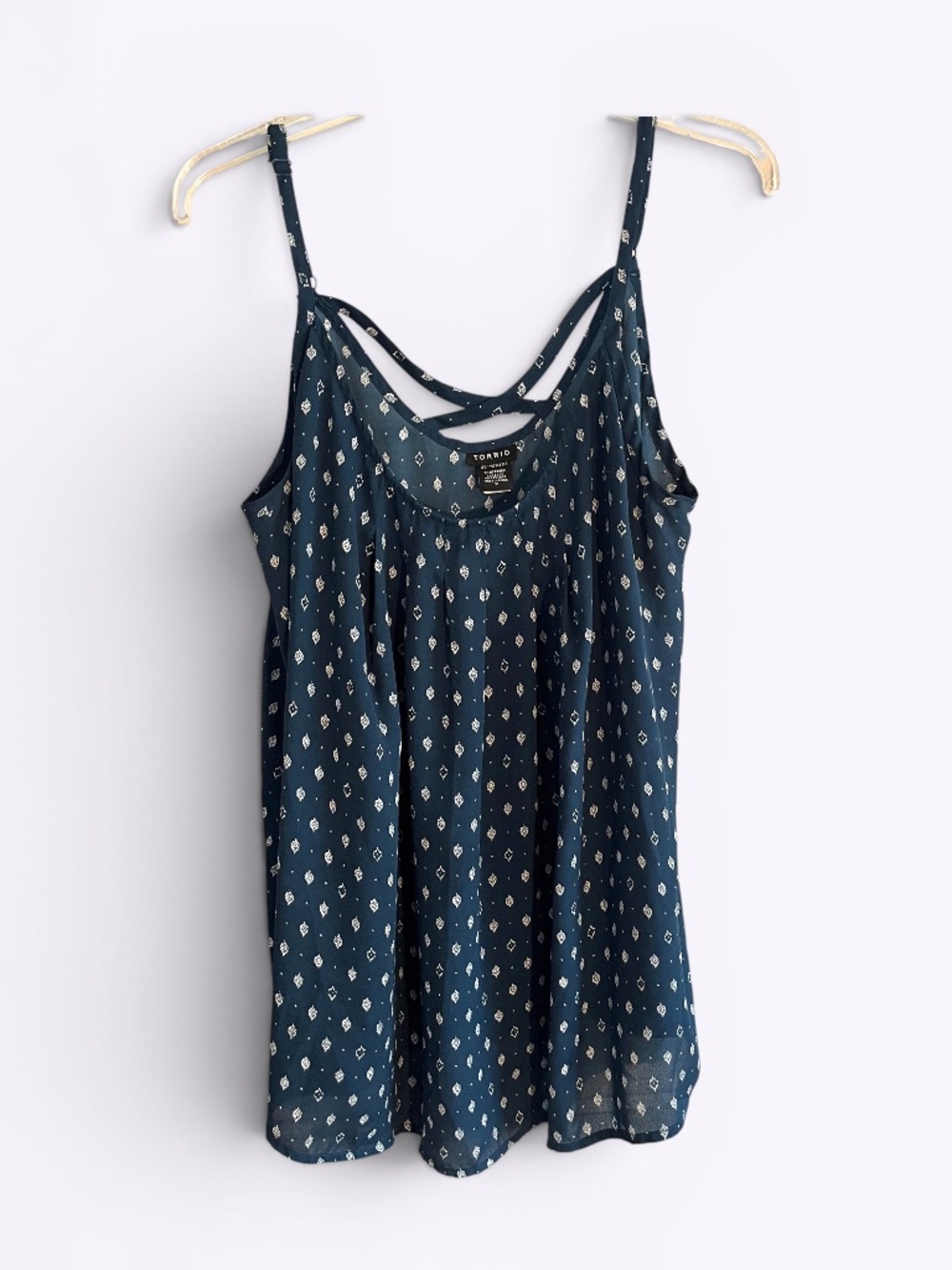 Torrid Navy and White Flowy Spaghetti Strap Tank Top Size 2
